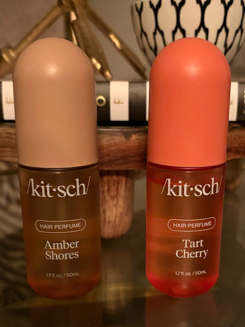 kitsch Hair Perfume Duo — Amber Shores (beige) & Tart Cherry (coral)